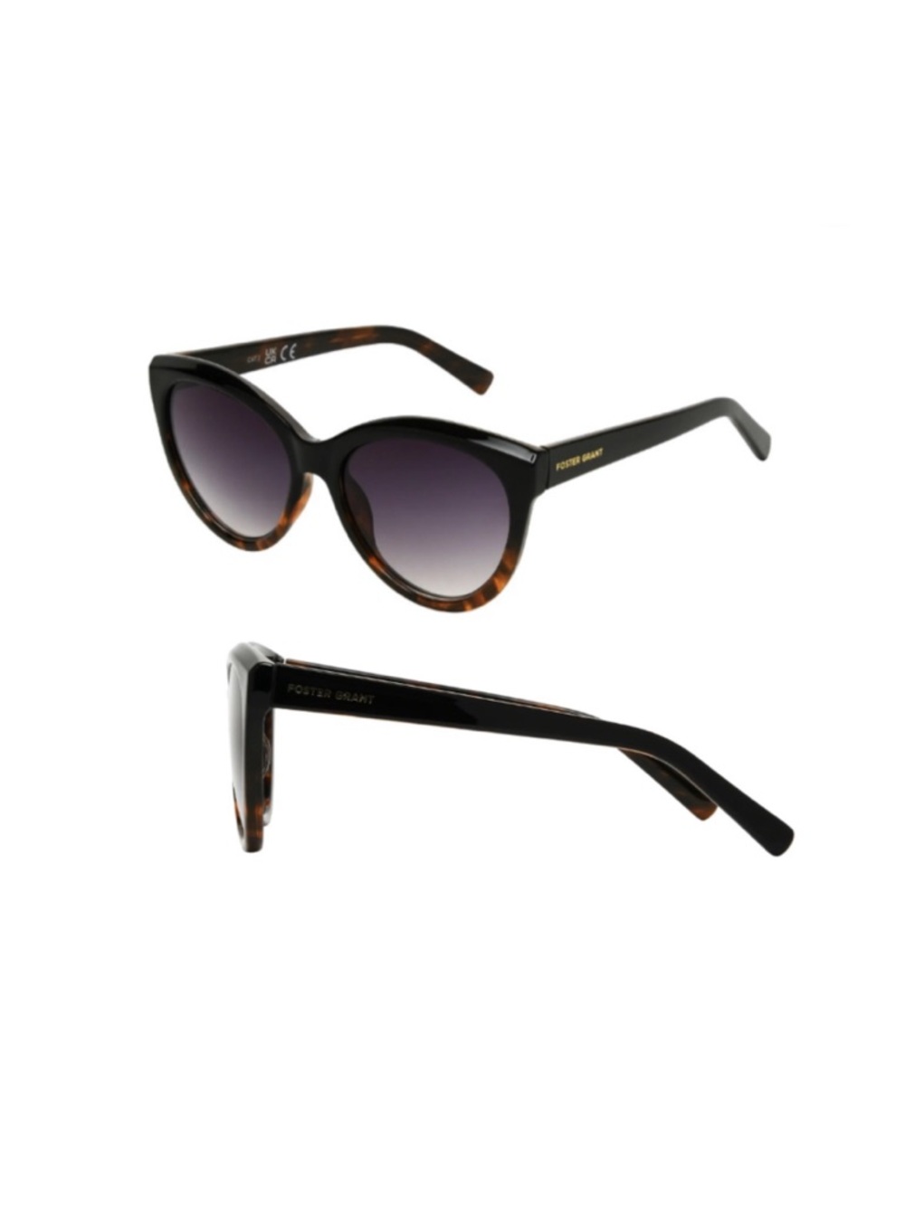 Foster Grant Premium Black and Brown Tortoiseshell Cat-Eye Sunglasses